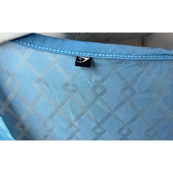 Gymshark Women’s Sheer Blue Tie Front Crew Neck Crop T-shirt Size Medium - Picture 5 of 6